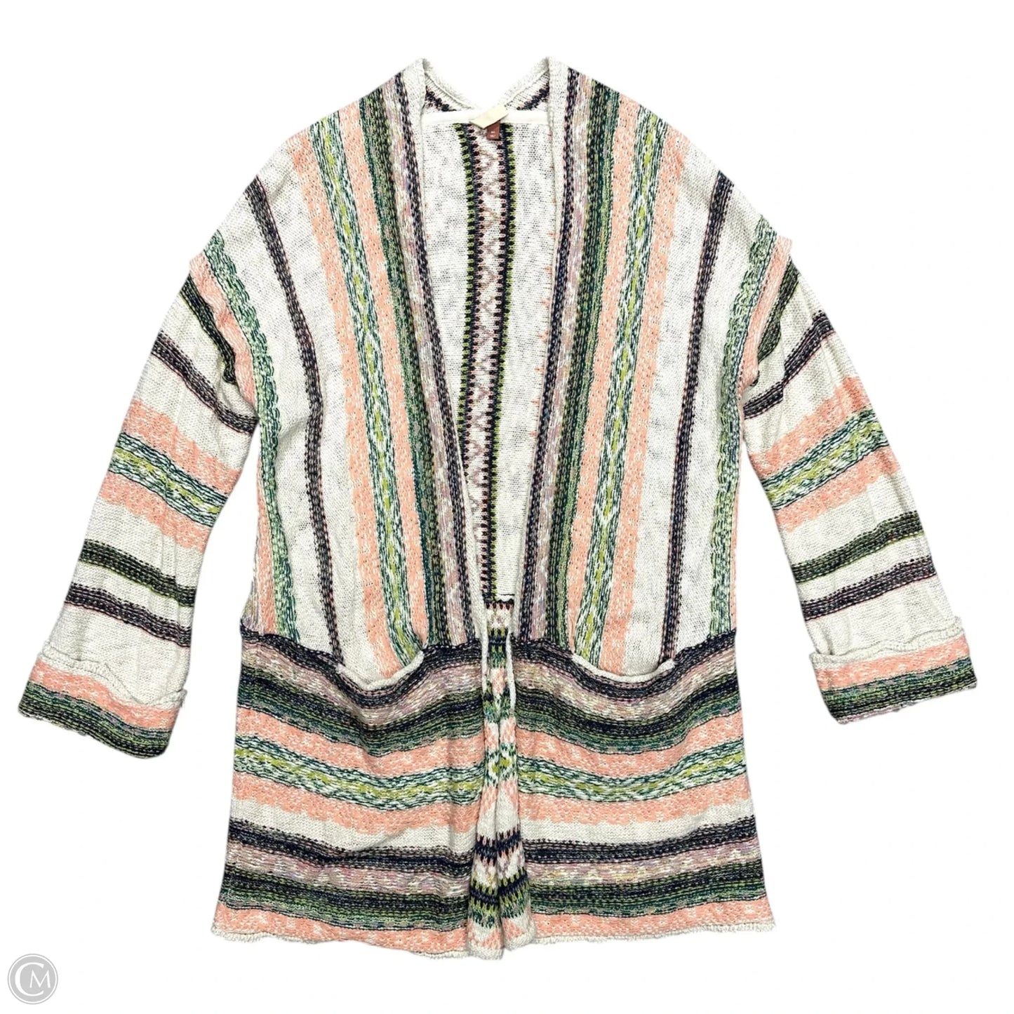 Sweater Cardigan By Pilcro In Cream & Green, Size: M/L