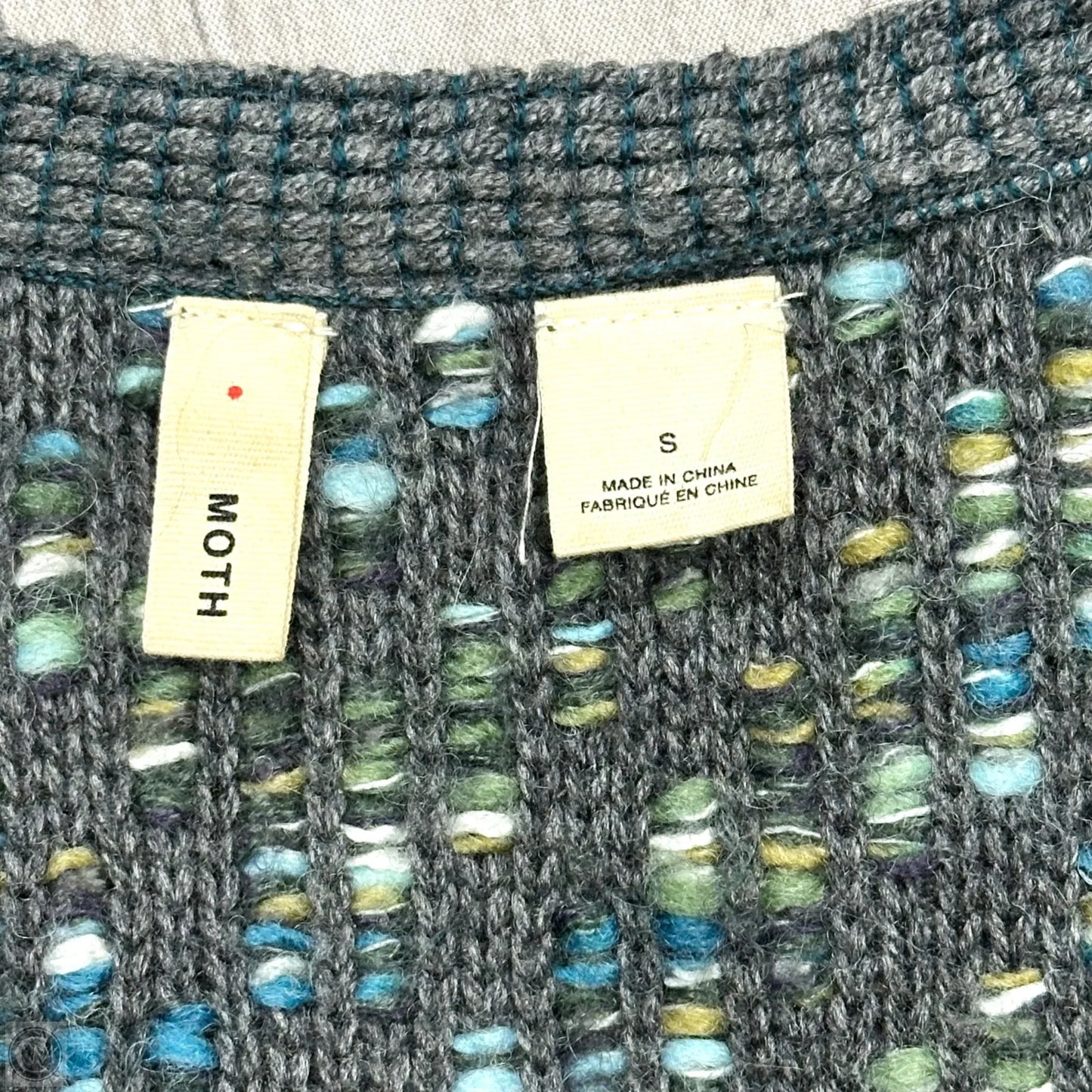 Sweater Cardigan By Moth In Blue & Grey, Size: S