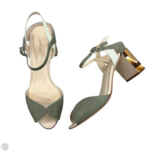 Sandals Heels Block By Guilhermina In Grey & Tan, Size: 5