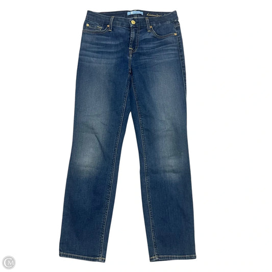 Jeans Cropped By 7 For All Mankind In Blue Denim, Size: 2