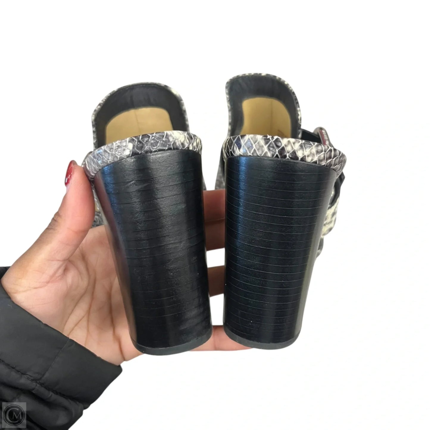 Sandals Heels Block By Michael By Michael Kors In Snakeskin Print, Size: 7.5