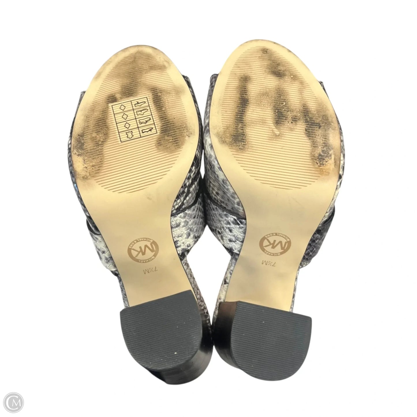 Sandals Heels Block By Michael By Michael Kors In Snakeskin Print, Size: 7.5