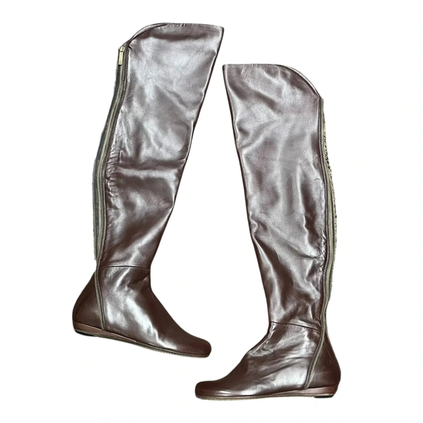 Boots Knee Heels By Baldan In Brown, Size: 5.5