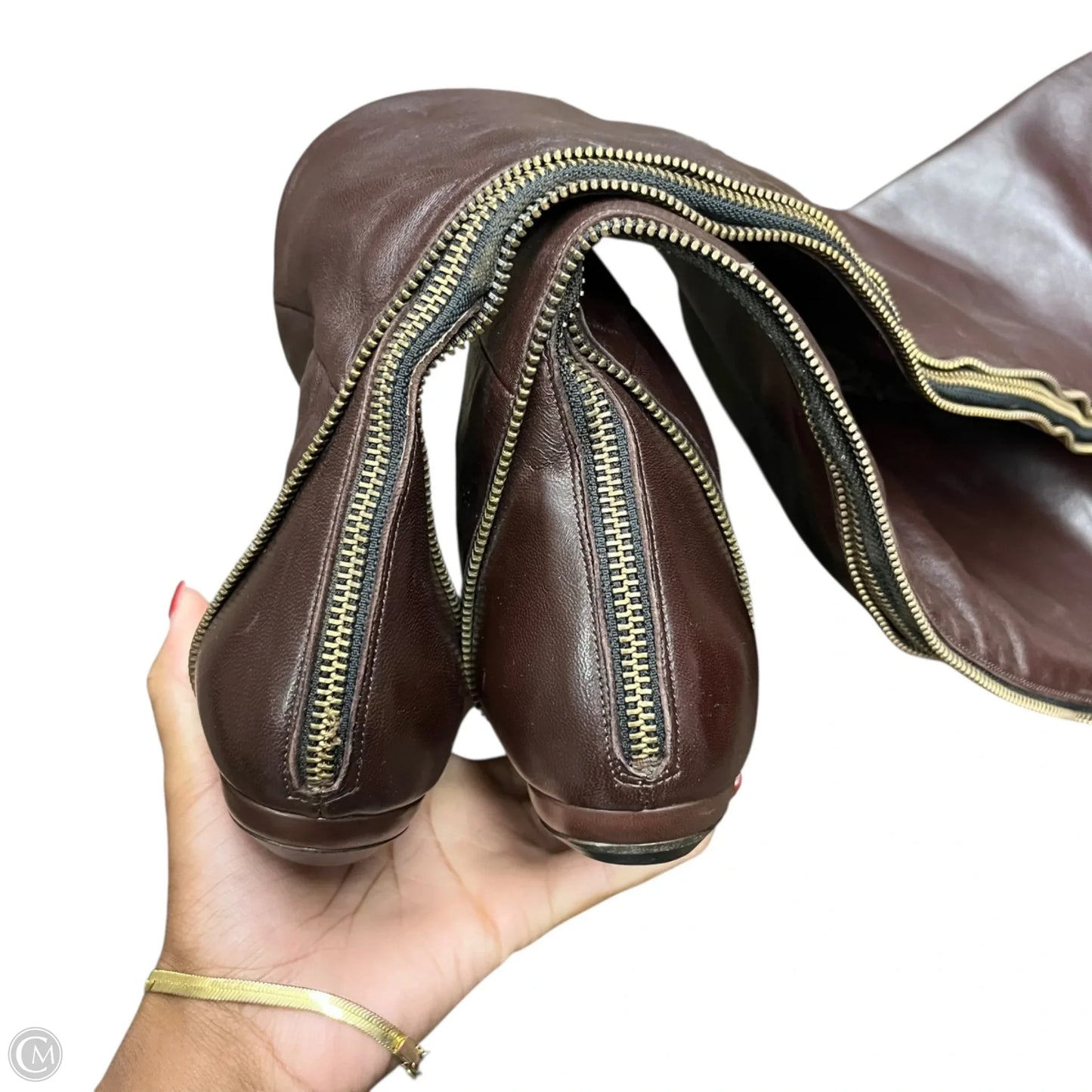 Boots Knee Heels By Baldan In Brown, Size: 5.5