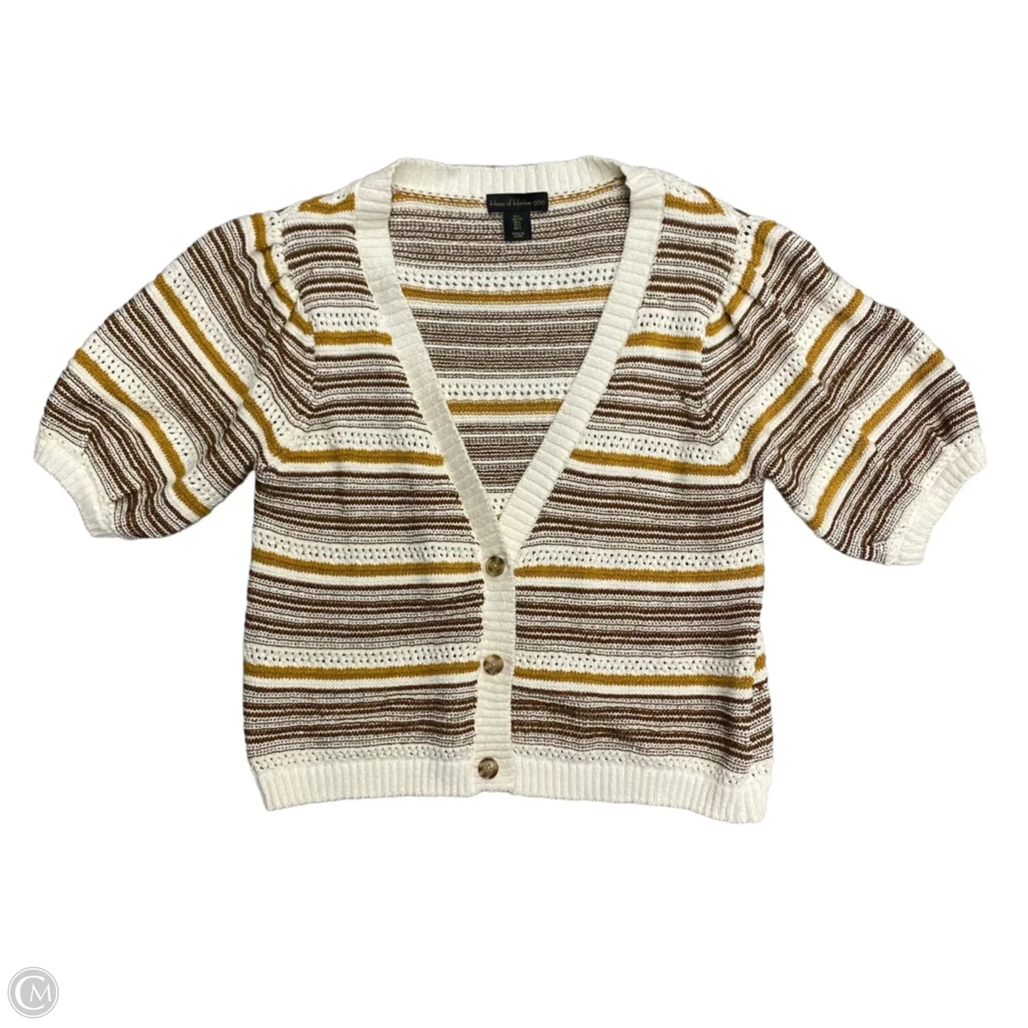 Sweater Cardigan By House Of Harlow In Brown & Cream, Size: L