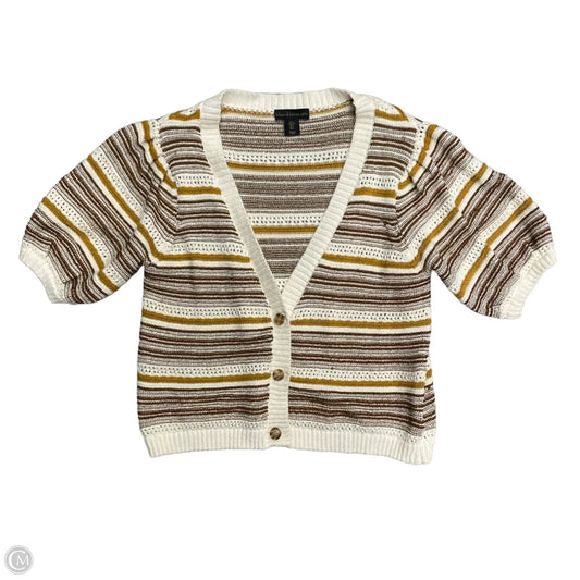Sweater Cardigan By House Of Harlow In Brown & Cream, Size: L