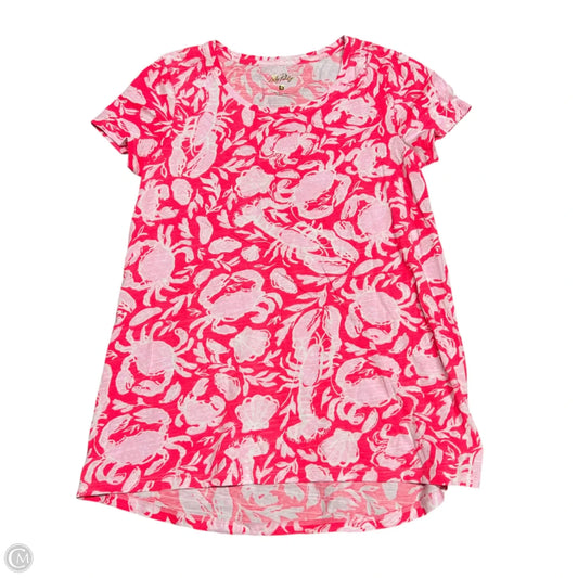 Top Short Sleeve Designer By Lilly Pulitzer In Orange & Pink, Size: S