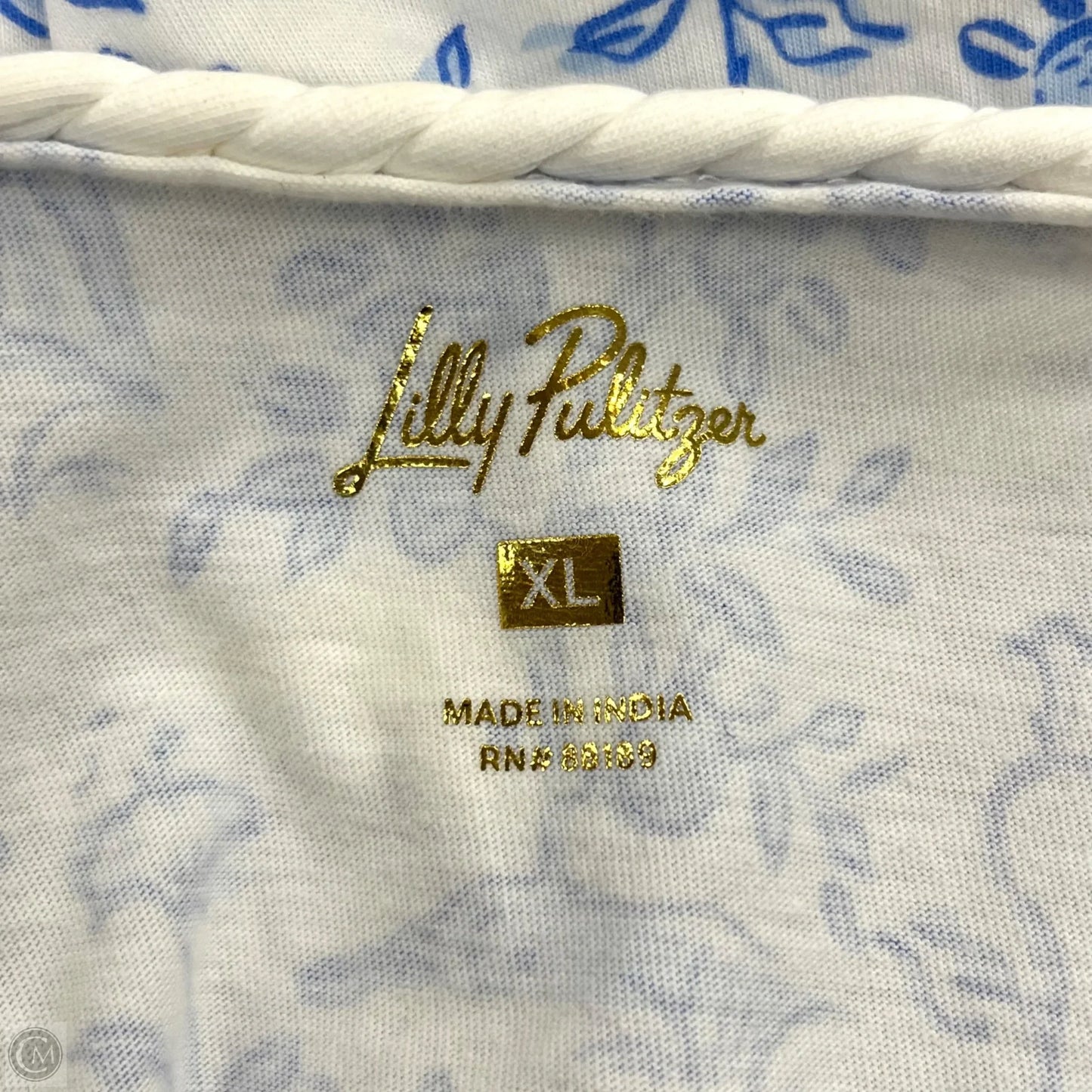 Top 3/4 Sleeve Designer By Lilly Pulitzer In Blue & White, Size: Xl