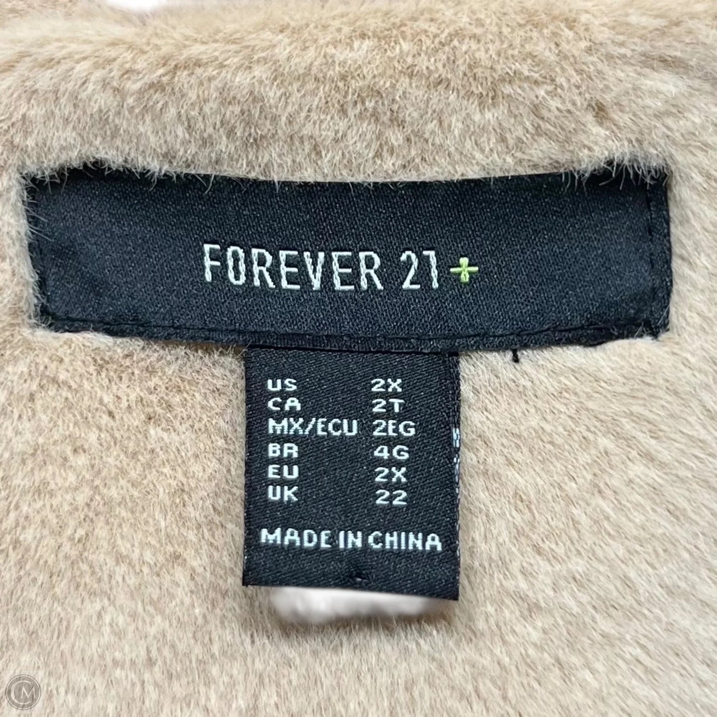 Coat Faux Fur & Sherpa By Forever 21 In Tan, Size: 2x