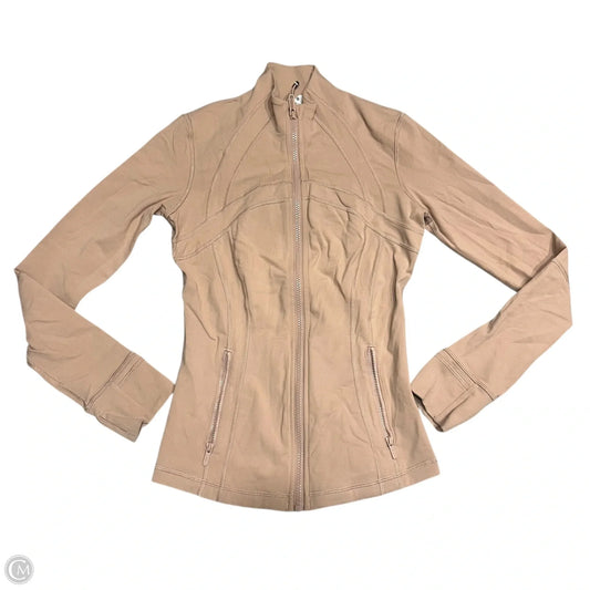 Athletic Top Long Sleeve Collar By Lululemon In Tan, Size: S