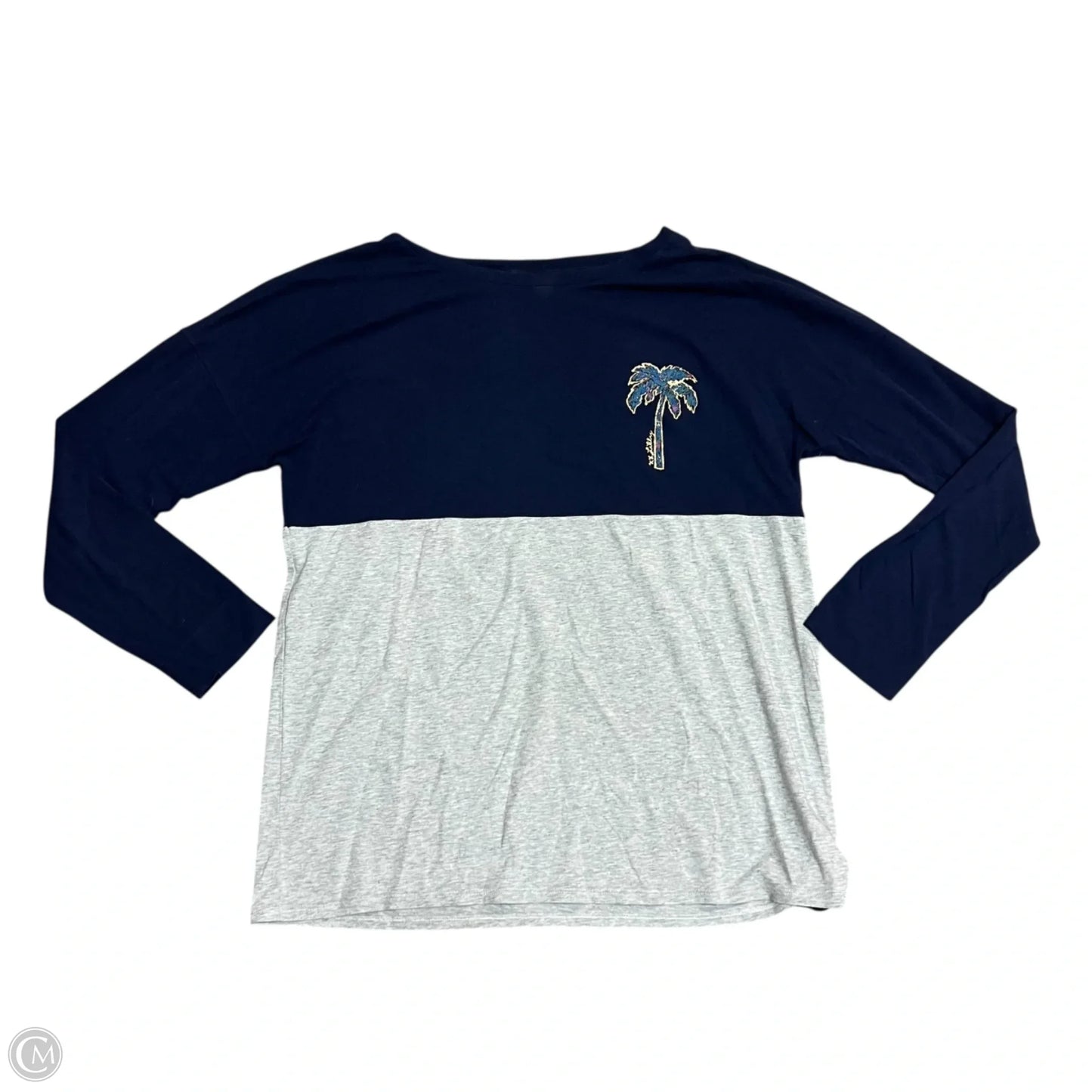 Top Long Sleeve Designer By Lilly Pulitzer In Blue & Grey, Size: M
