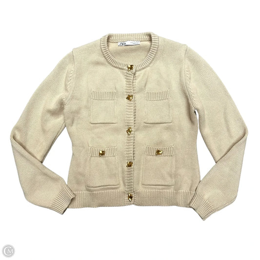 Sweater Cardigan By Zara In Tan, Size: M