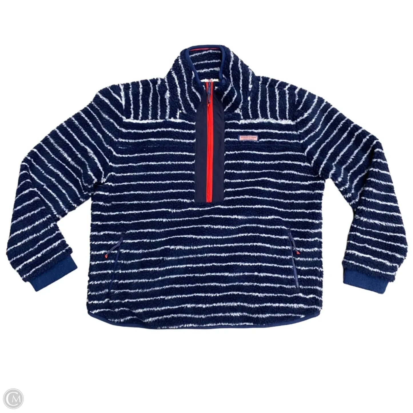 Sweatshirt Collar By Vineyard Vines In Blue & White, Size: L