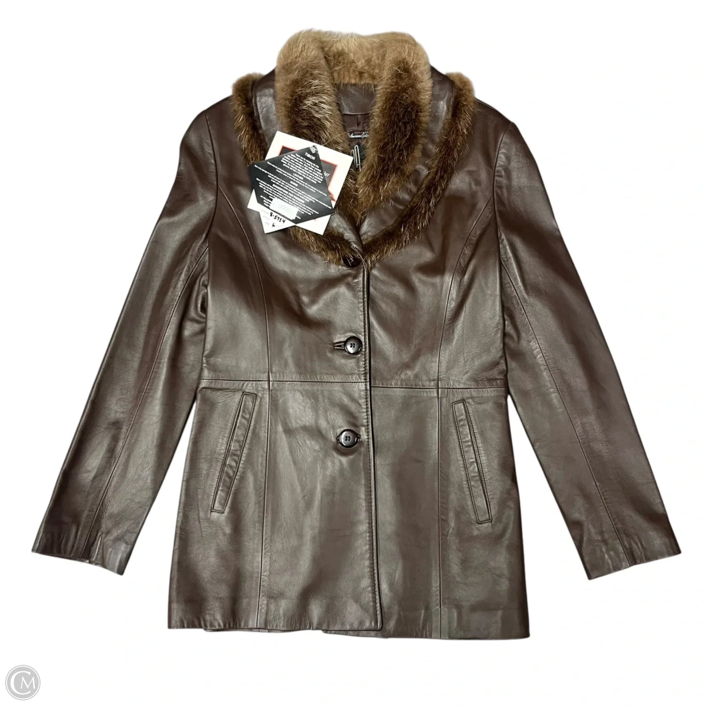 Jacket Leather By Tibor Leathers In Brown, Size: L