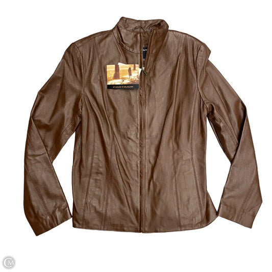 Jacket Leather By Portrait In Brown, Size: M