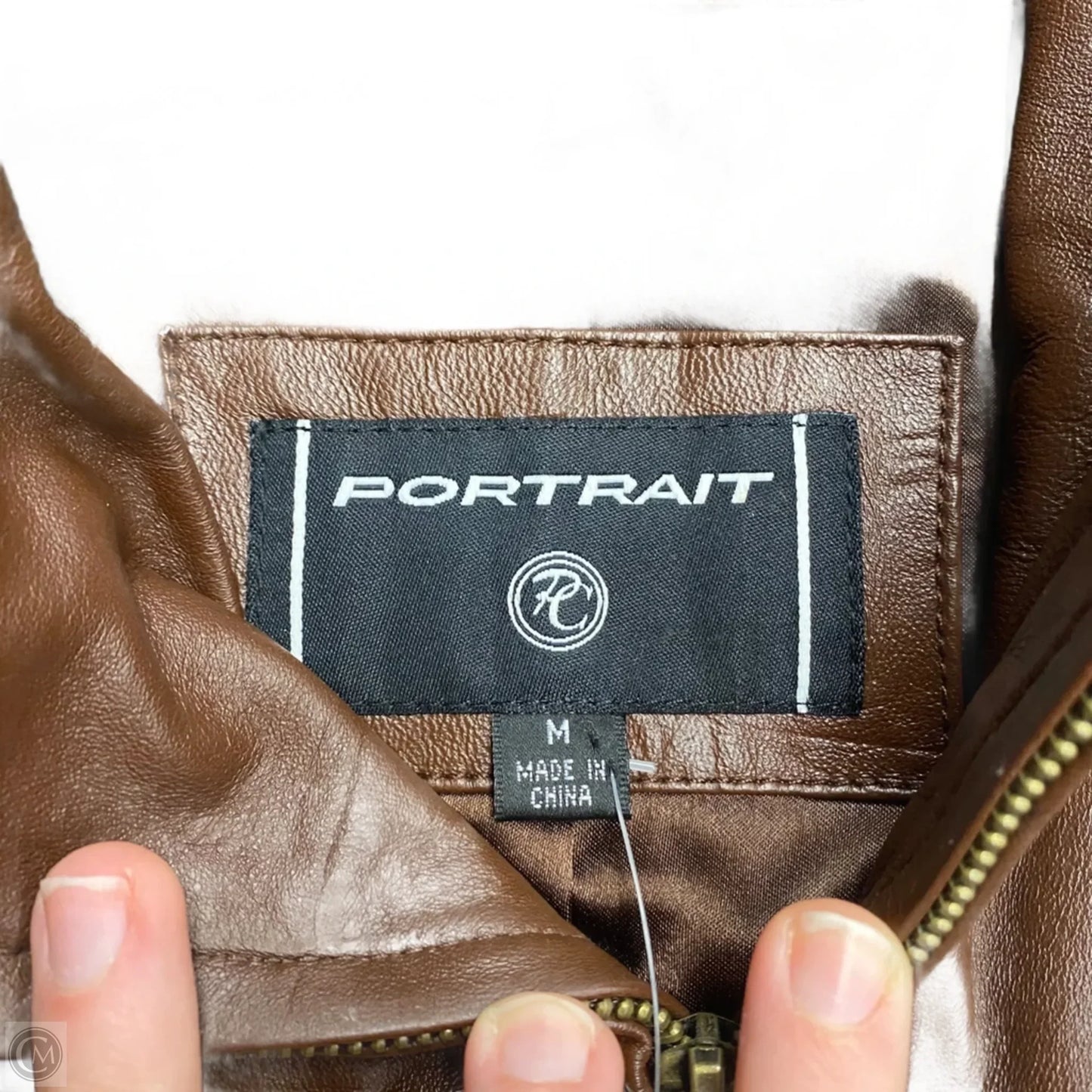 Jacket Leather By Portrait In Brown, Size: M