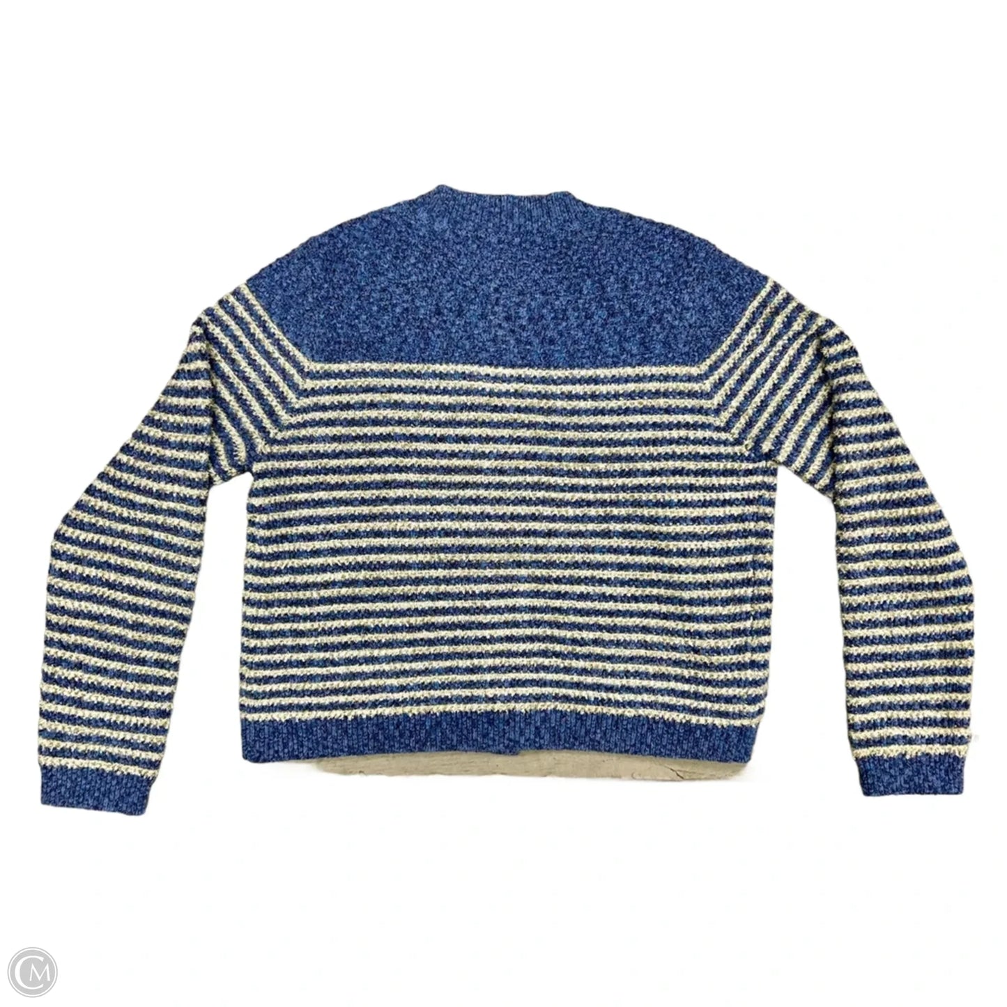 Sweater Cardigan By Ann Taylor In Blue & Gold, Size: L