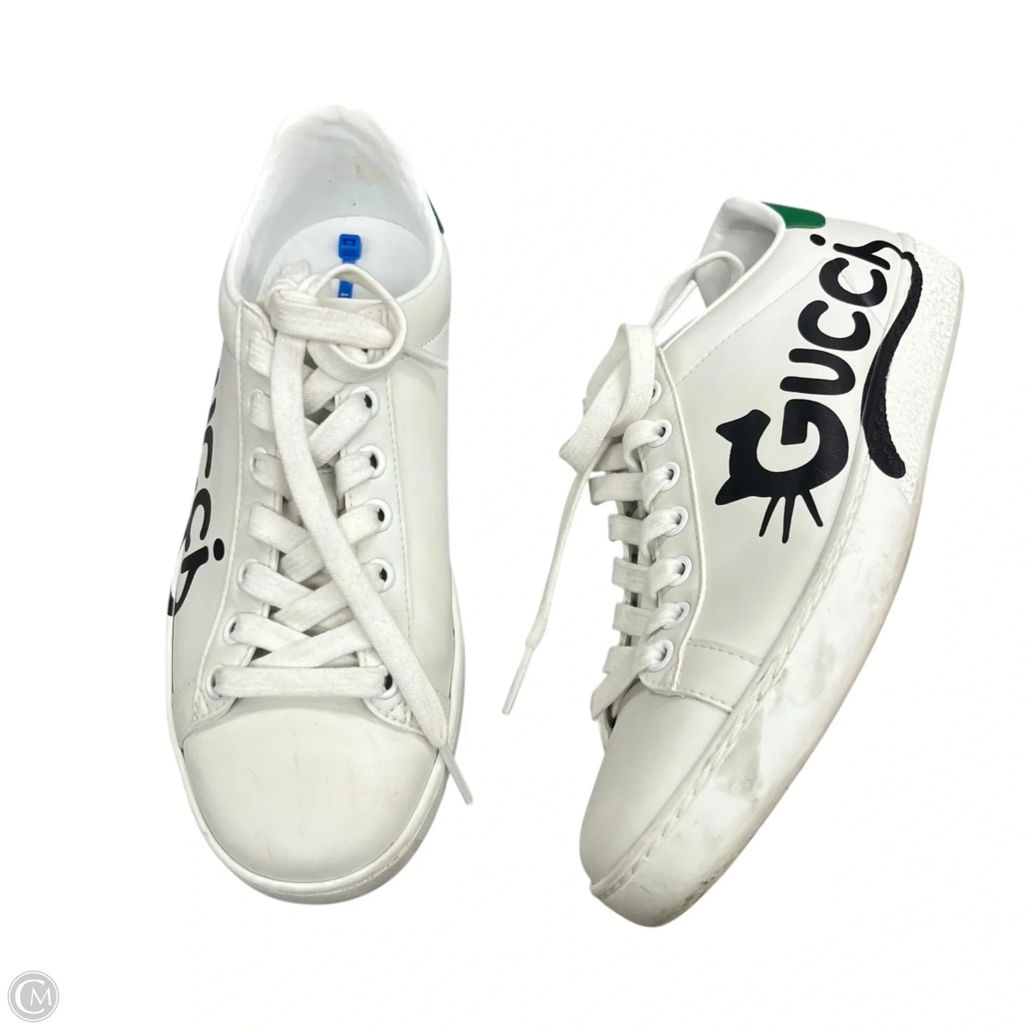 Shoes Luxury Designer By Gucci In Green & White, Size: 5