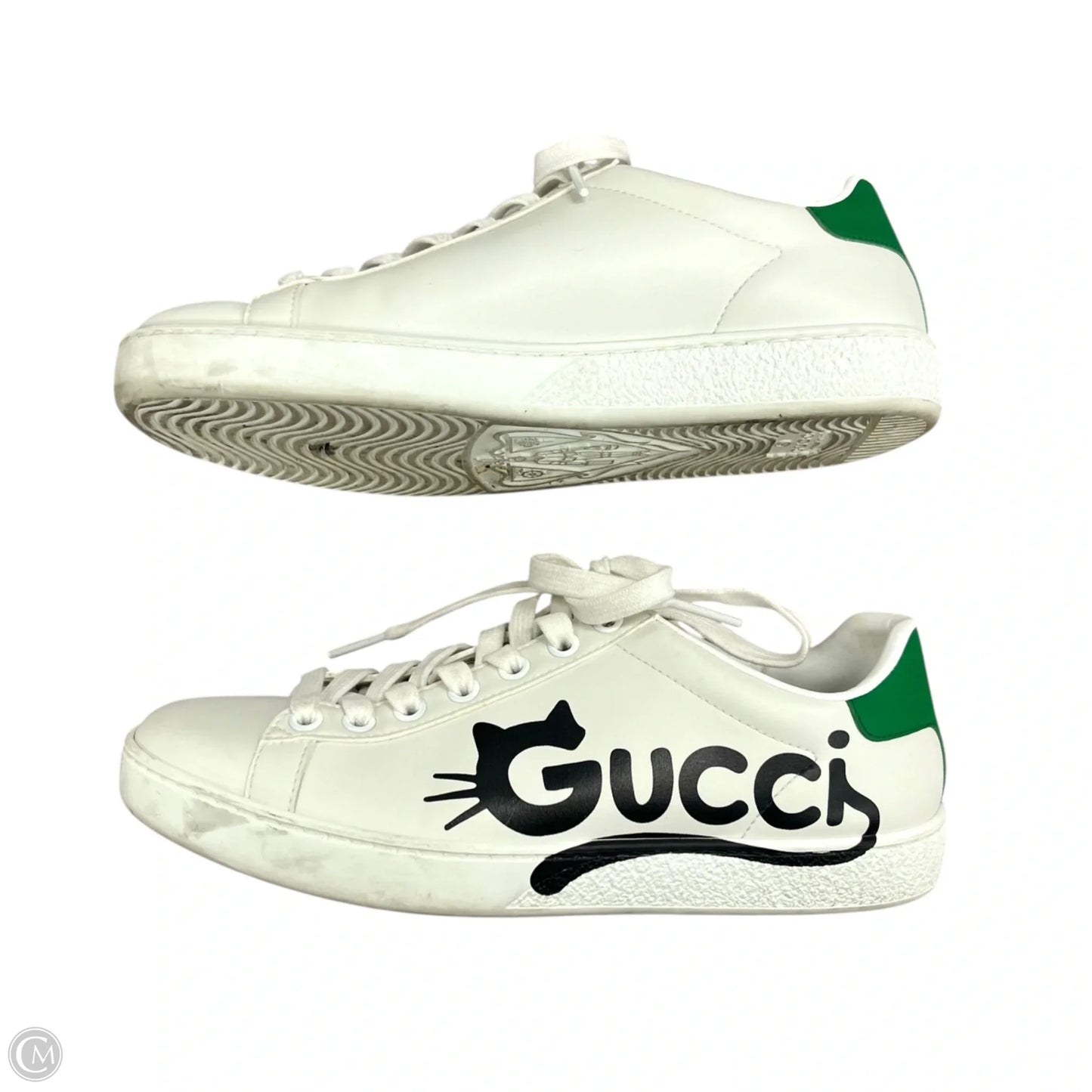 Shoes Luxury Designer By Gucci In Green & White, Size: 5