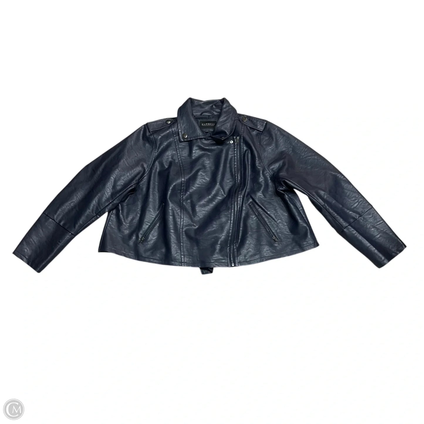 Jacket Moto By Eloquii In Blue, Size: 4x