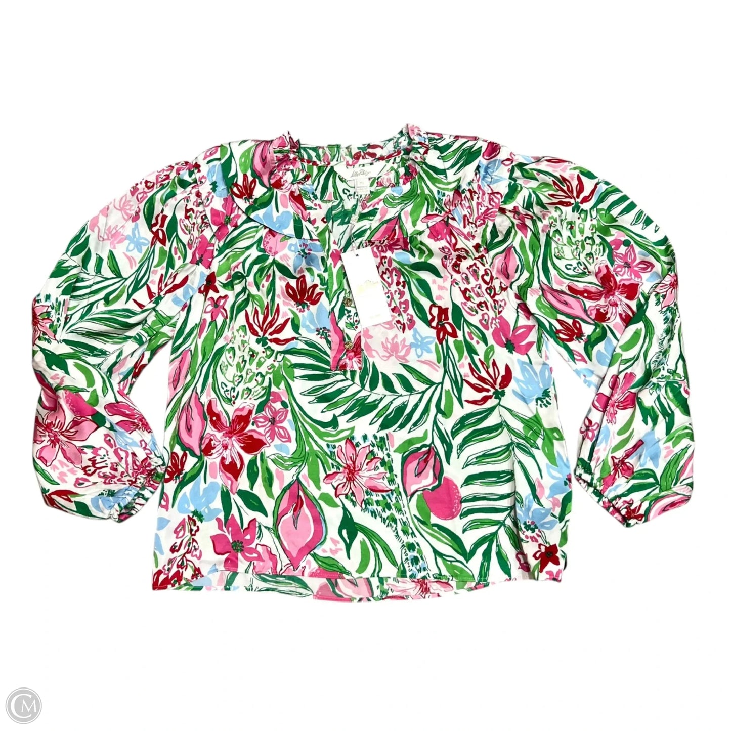 Top Long Sleeve Designer By Lilly Pulitzer In Green & Pink, Size: Xs