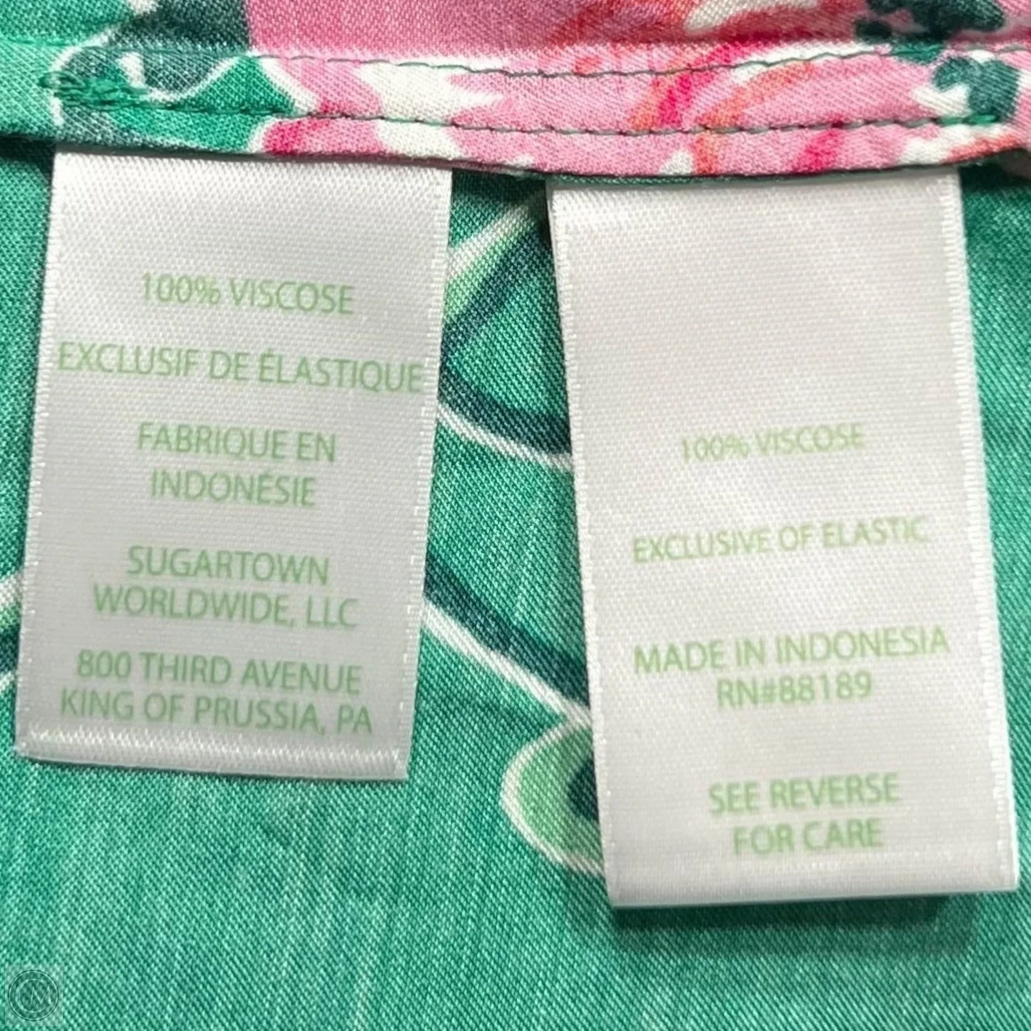 Top Long Sleeve Designer By Lilly Pulitzer In Green & Pink, Size: S