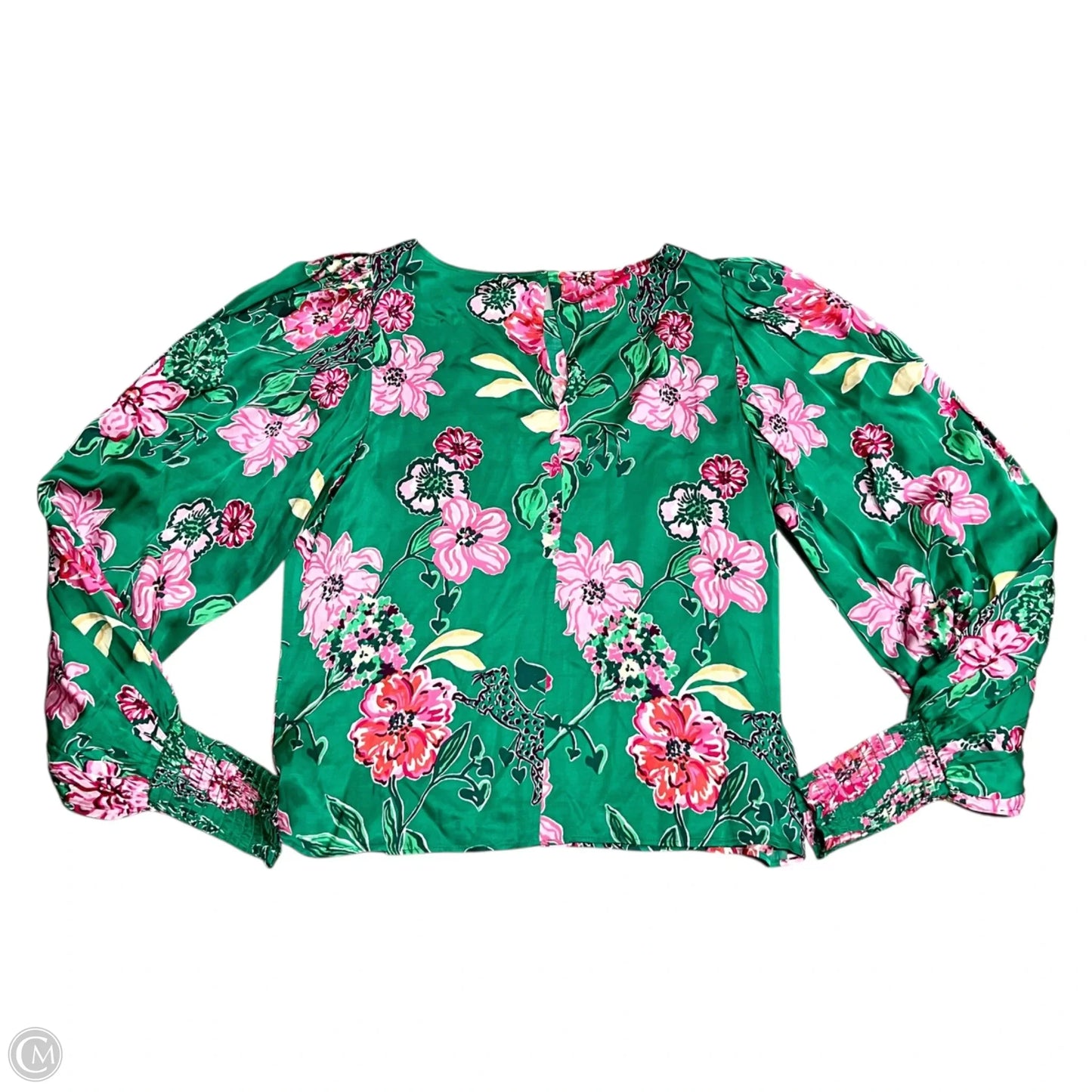 Top Long Sleeve Designer By Lilly Pulitzer In Green & Pink, Size: S
