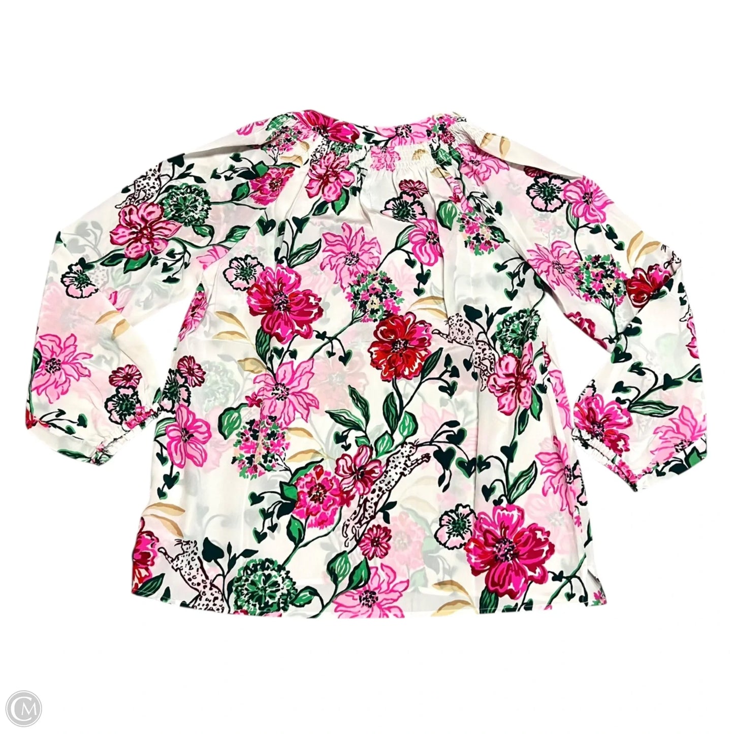 Top Long Sleeve Designer By Lilly Pulitzer In Cream & Pink, Size: M