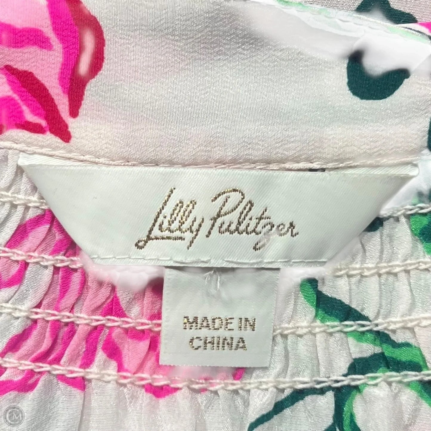 Top Long Sleeve Designer By Lilly Pulitzer In Cream & Pink, Size: M