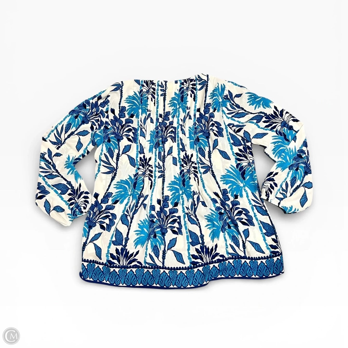Top Long Sleeve Designer By Lilly Pulitzer In Blue & White, Size: L