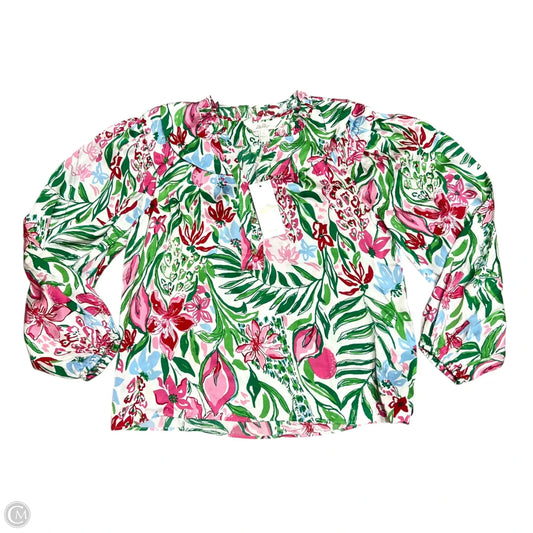 Top Long Sleeve Designer By Lilly Pulitzer In Green & Pink, Size: Xs