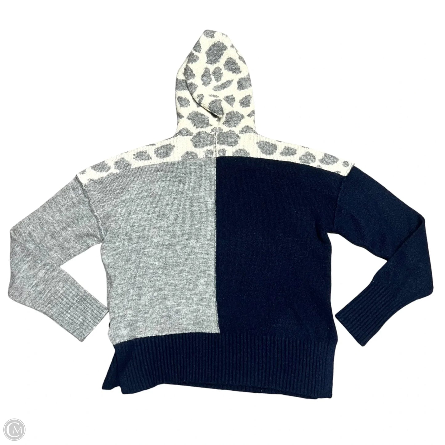 Sweatshirt Hoodie By Elan In Blue & Grey, Size: L
