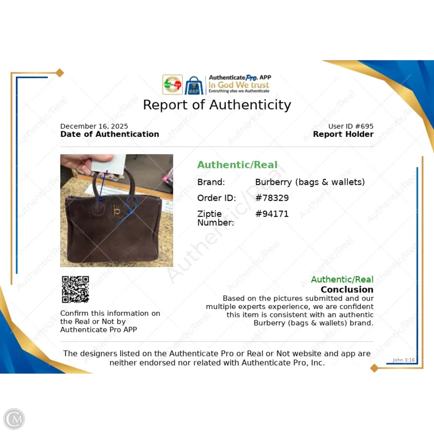 Handbag Luxury Designer By Burberry, Size: Small