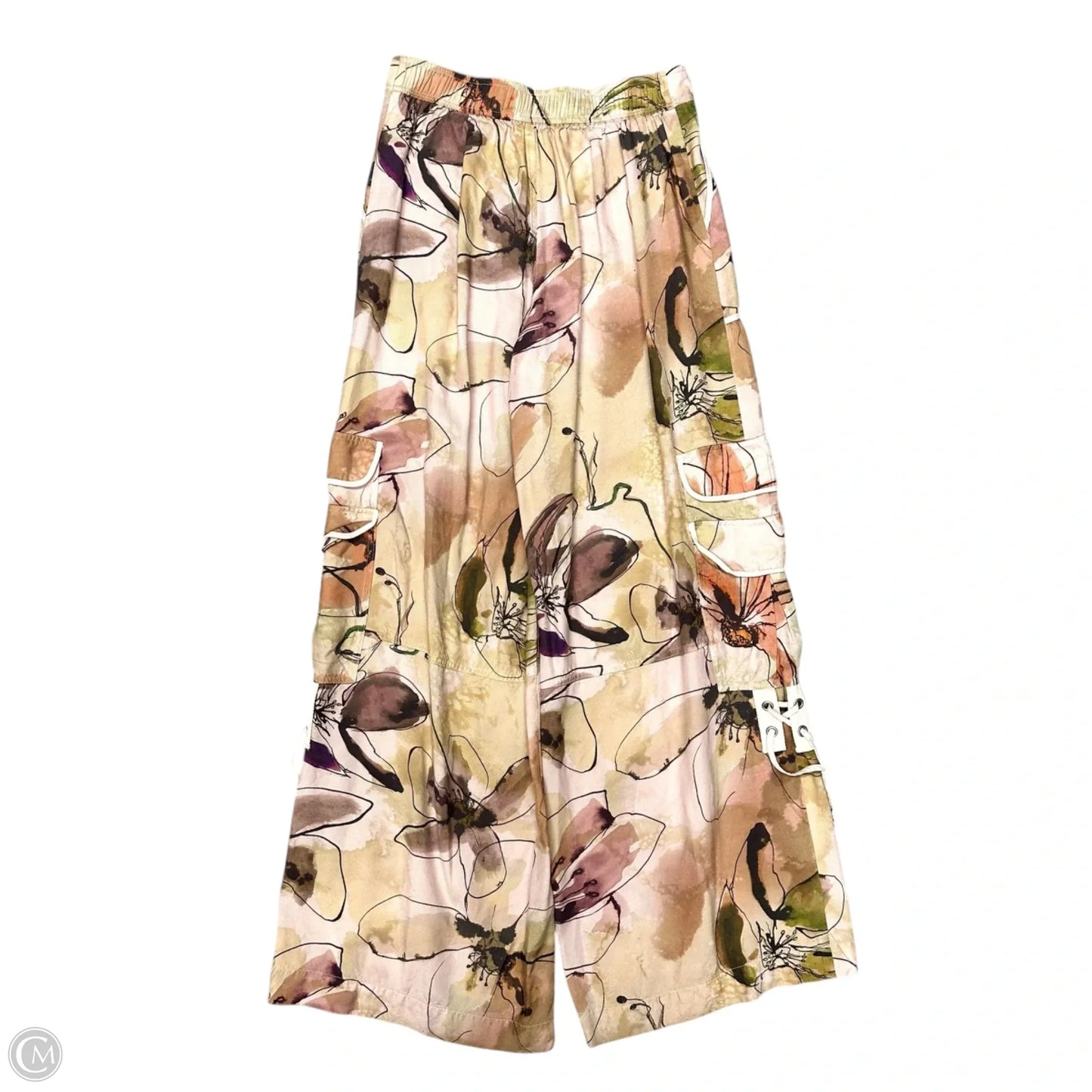 Pants Wide Leg By Anthropologie In Green & Pink, Size: 0