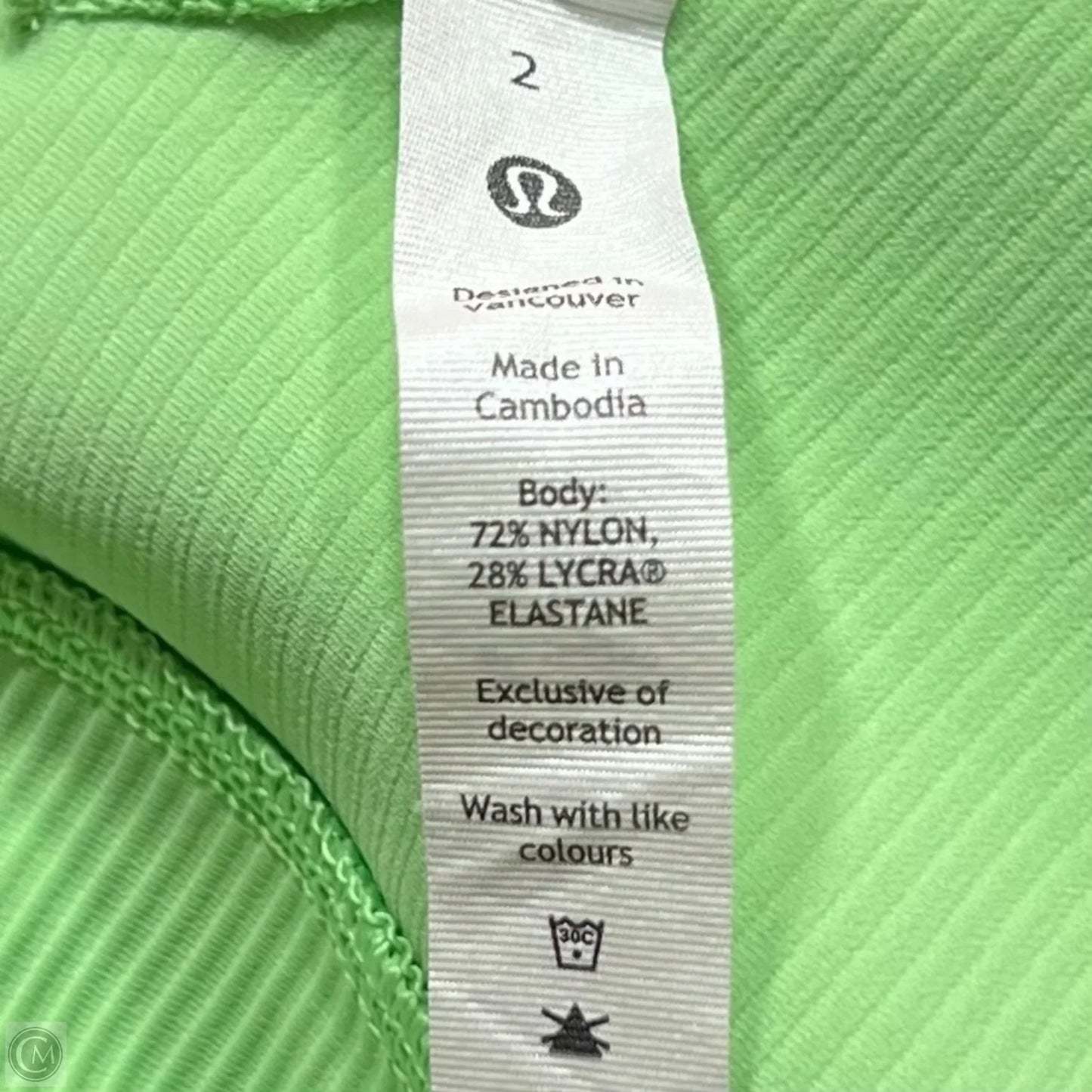 Athletic Bra By Lululemon In Green, Size: Xs