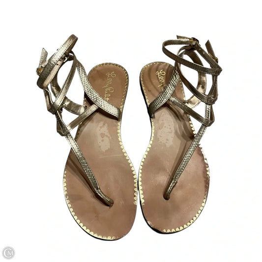 Sandals Designer By Lilly Pulitzer In Gold, Size: 6