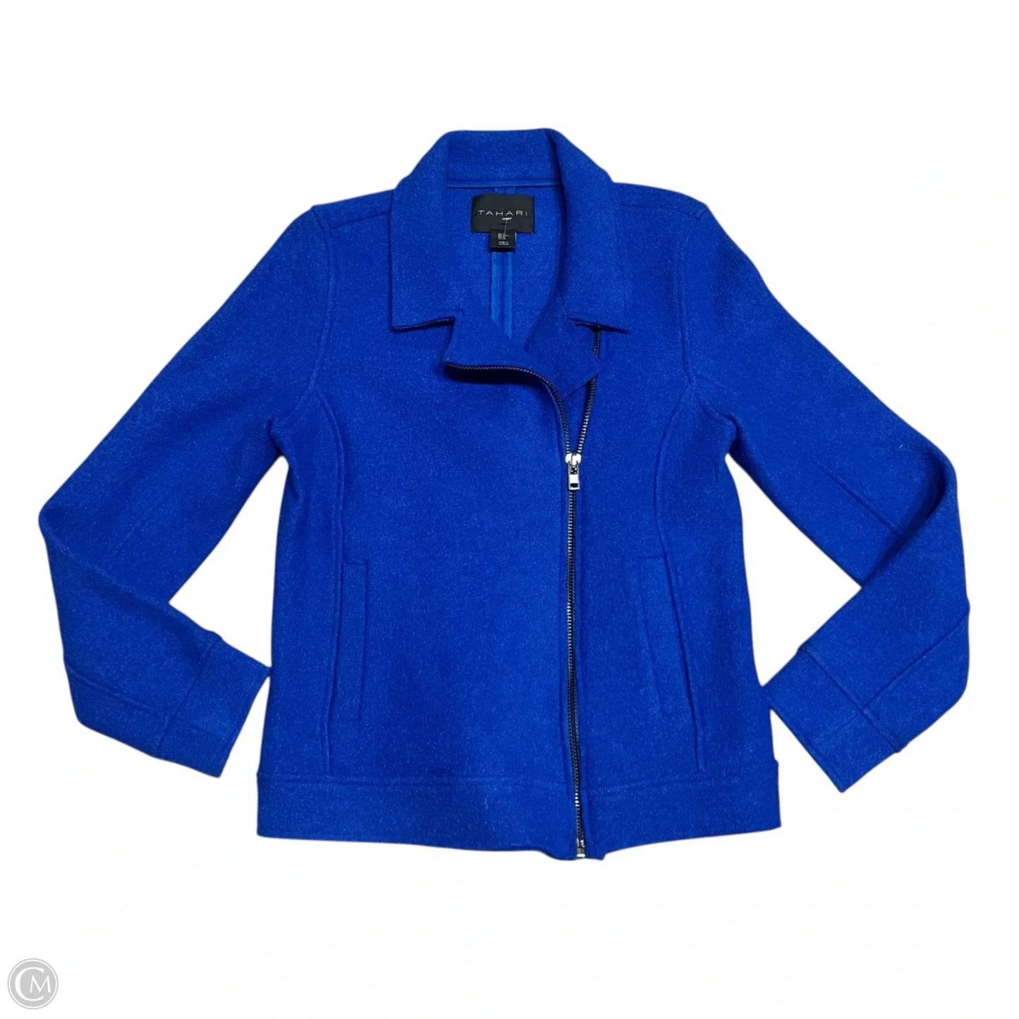 Jacket Moto By Tahari In Blue, Size: M