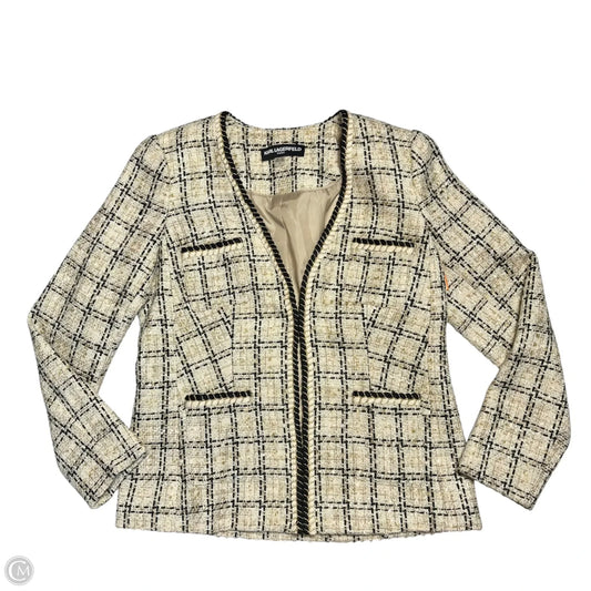 Blazer Designer By Karl Lagerfeld In Black & Tan, Size: M