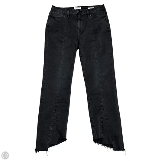 Jeans Straight By Frame In Black Denim, Size: 14