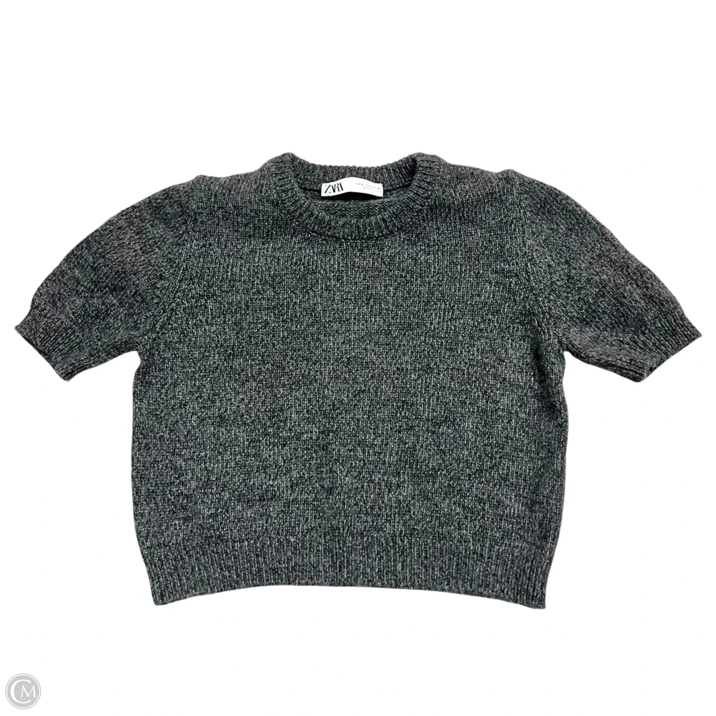 Sweater Short Sleeve By Zara In Grey, Size: S