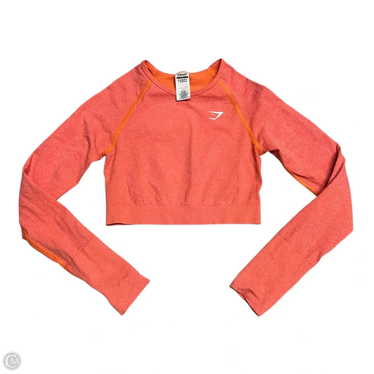 Athletic Top Long Sleeve Crewneck By Gym Shark In Orange, Size: M