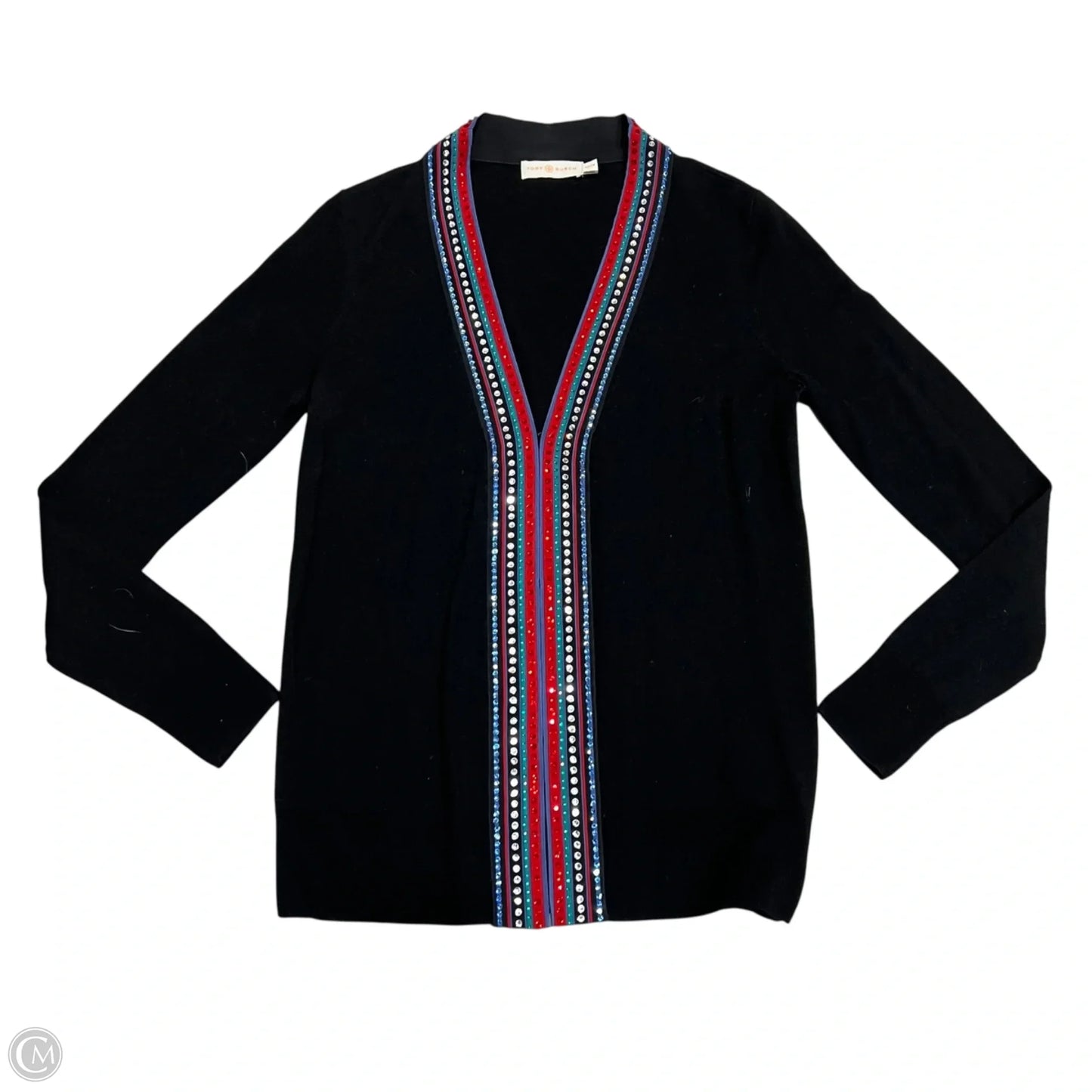 Top Long Sleeve Designer By Tory Burch In Black & Red, Size: Xs