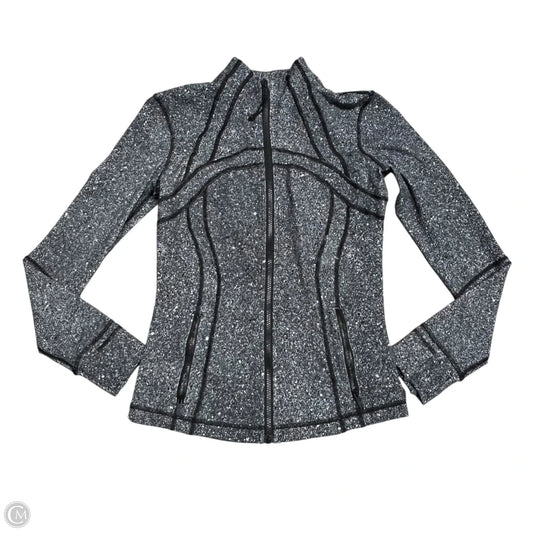 Athletic Top Long Sleeve Collar By Lululemon In Black & Grey, Size: M