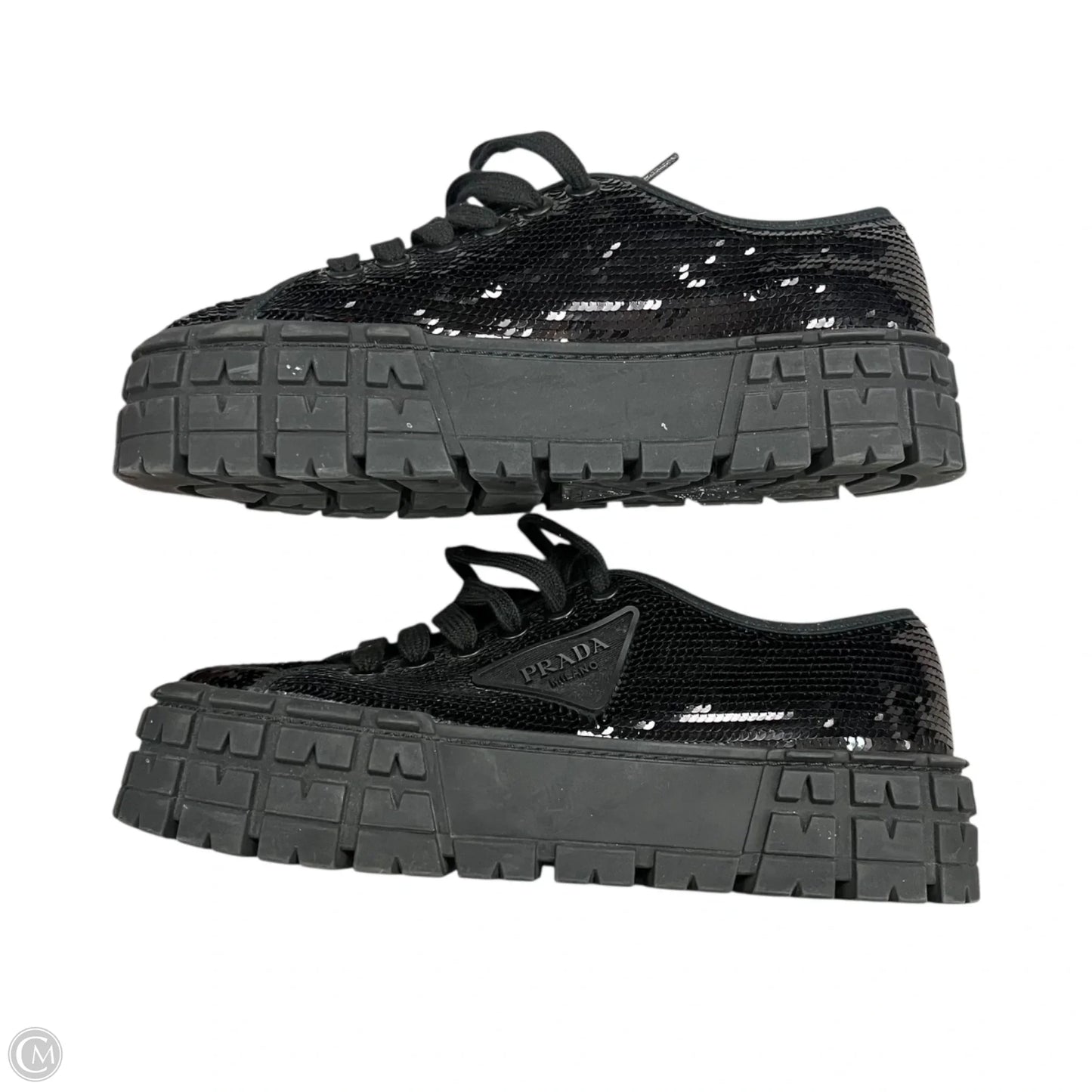 Shoes Luxury Designer By Prada In Black, Size: 8.5