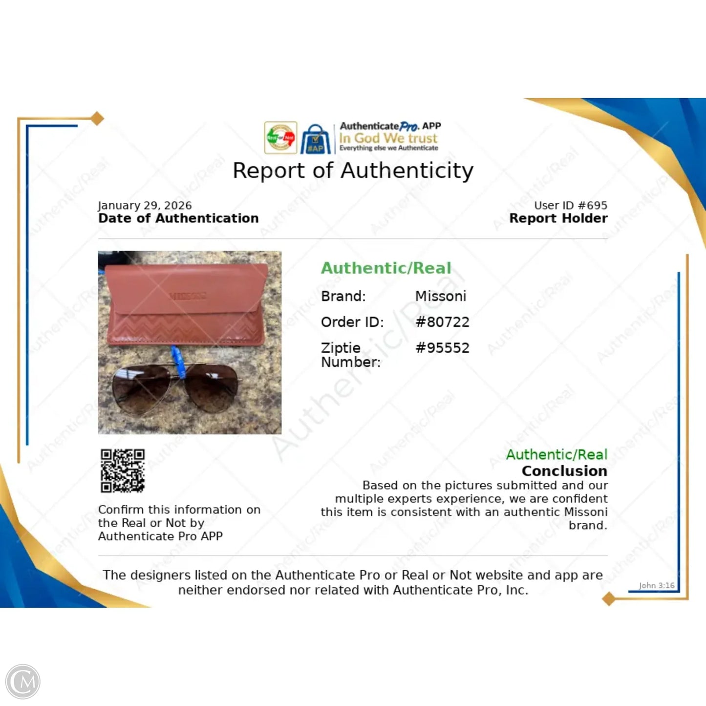 Sunglasses Luxury Designer By Missoni