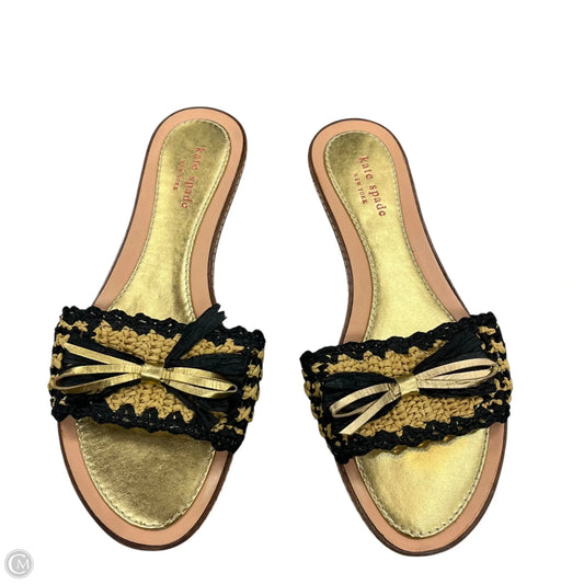 Sandals Designer By Kate Spade In Black & Gold, Size: 10