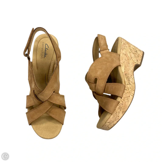 Shoes Heels Wedge By Clarks In Tan, Size: 9.5