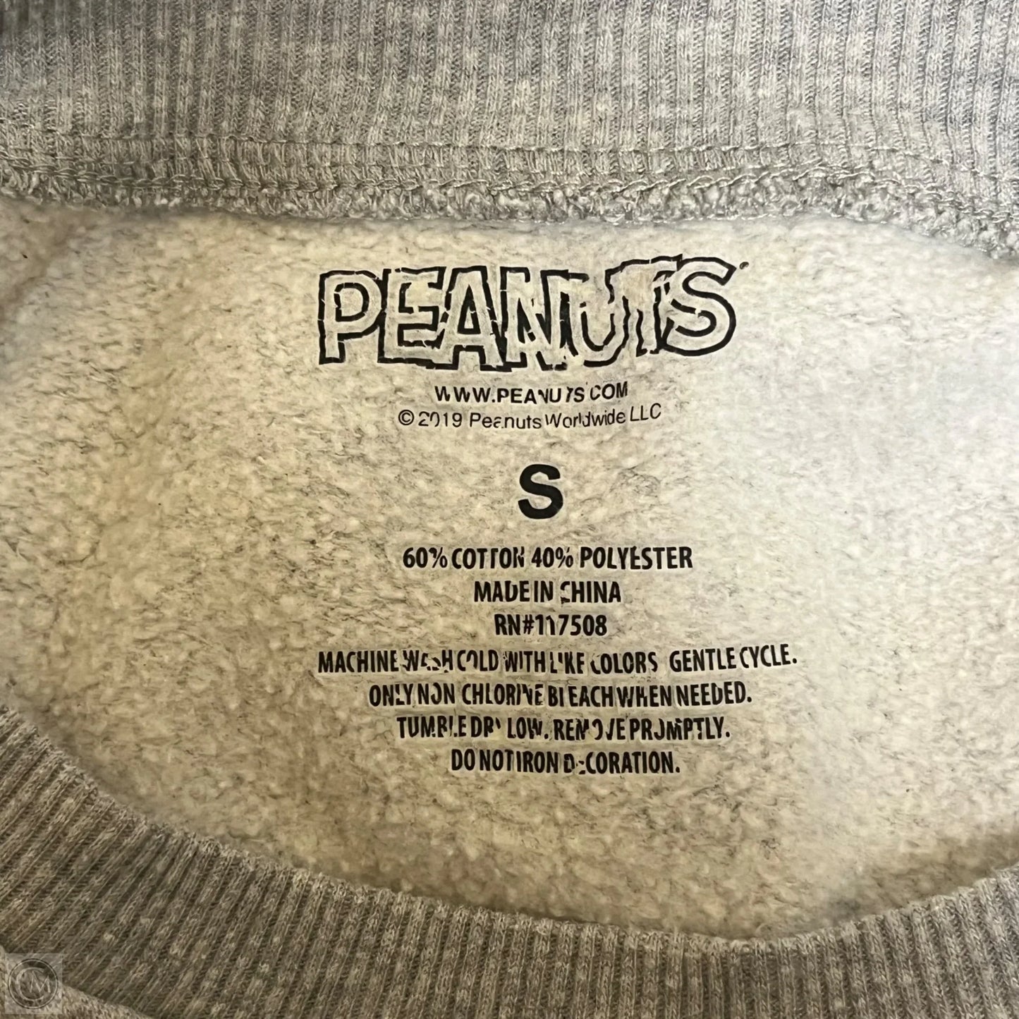 Sweatshirt Crewneck By Peanuts In Grey, Size: S