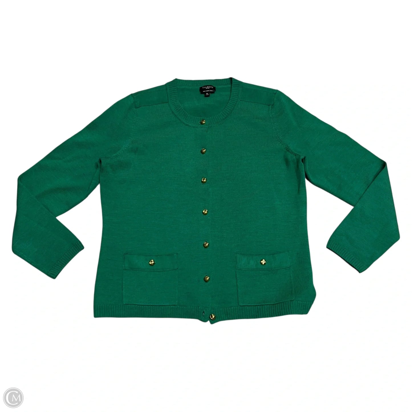 Sweater Cardigan By Talbots In Green, Size: Mp