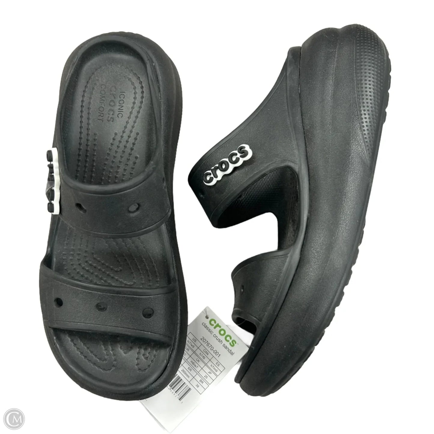 Sandals Heels Platform By Crocs In Black, Size: 9